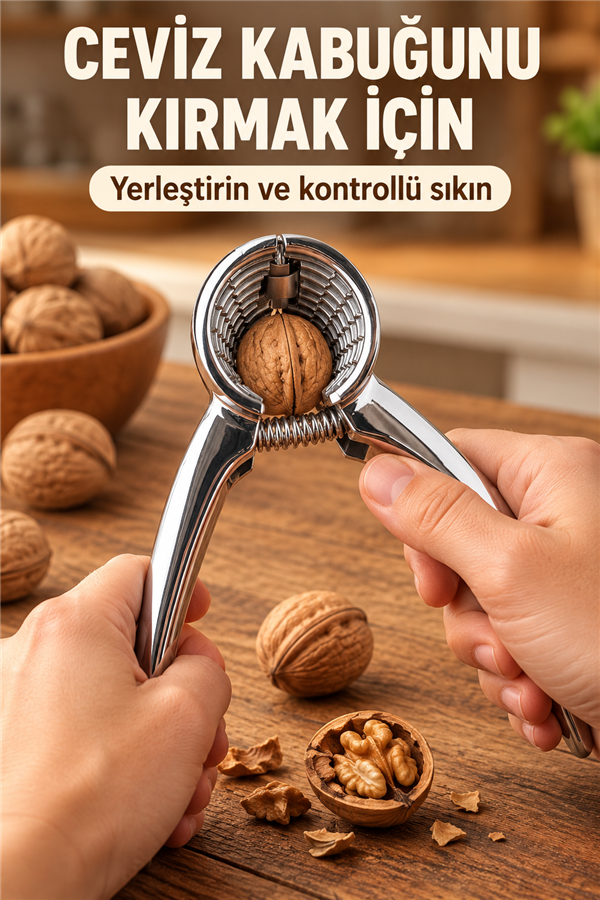 Mucit Home Lüks Ceviz Kıracağı, Sağlam Paslanmaz Çelik Krom Renk Metal Ceviz Ve Fındık Kıracağı