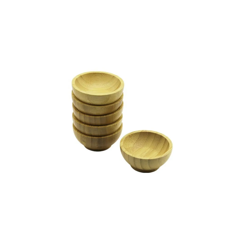Mucit Home Bambu 6'lı Bambu Mini Lokumluk, Çerezlik, Sosluk & Reçellik Sunum Set