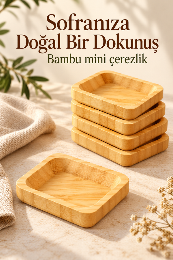 Mucit Home Bambu 6 lı Mini Kase - Çerezlik - Reçellik - Lokumluk