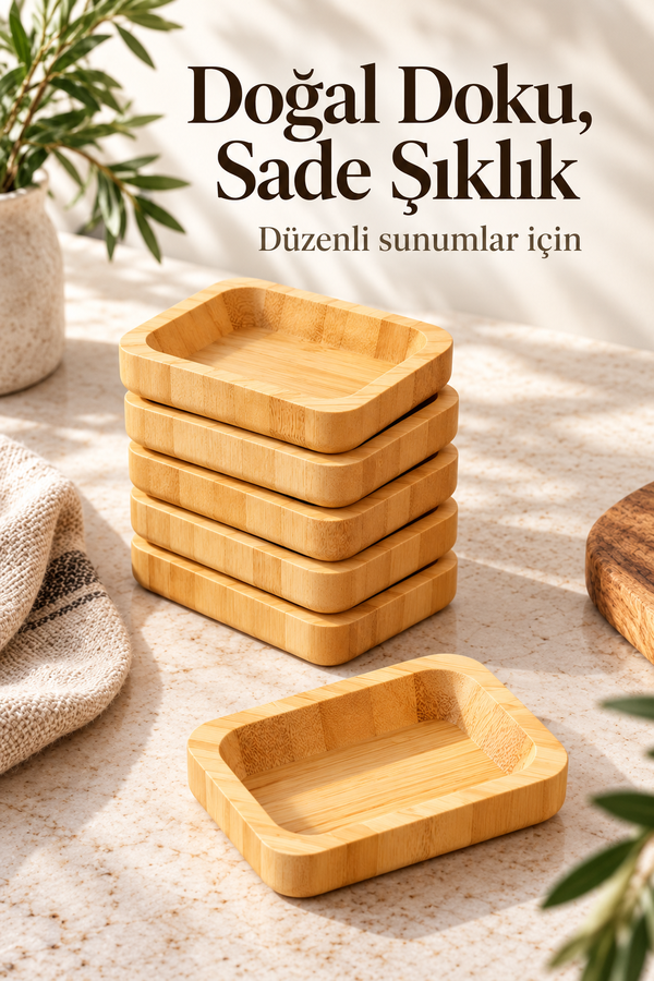 Mucit Home Bambu 6 lı Mini Kase - Çerezlik - Reçellik - Lokumluk