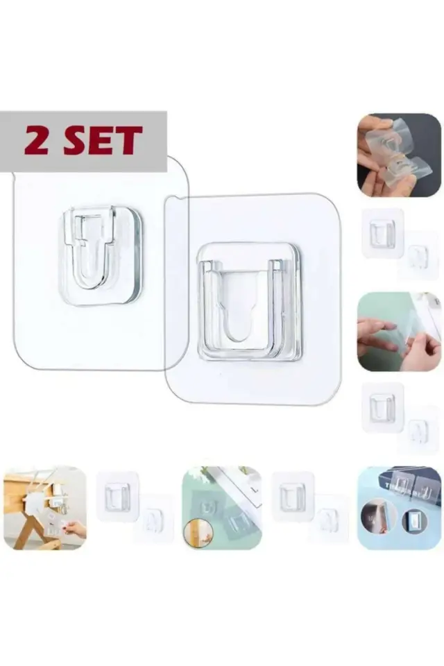 Mucit Home  2'li Set Geçmeli Klips Eşya Sabitleme Askısı Tablo Ayna Resim Sabitleme Aparatı
