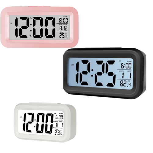 Mucit Home LCD Işıklı Sensörlü Termometreli Alarmlı Fotoselli Akıllı Dijital Masa RENKLİ 1 ADET