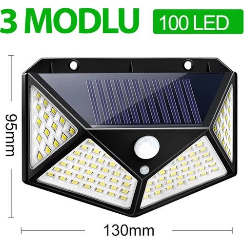 Mucit Home 100 LED Solar Güneş Enerjili Hareket Sensörlü Bahçe Garaj Ev Aydınlatma Lambası