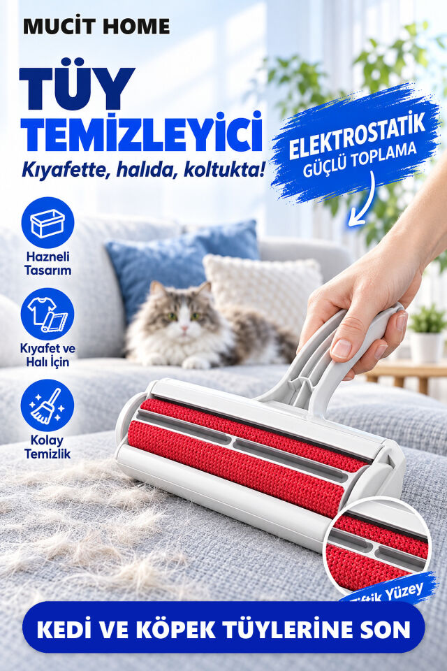 Mucit Home Hazneli Kedi Köpek Evcil Hayvan Kıyafet Elbise Halı Yatak Tüy Temizleyici Toz Toplayıcı
