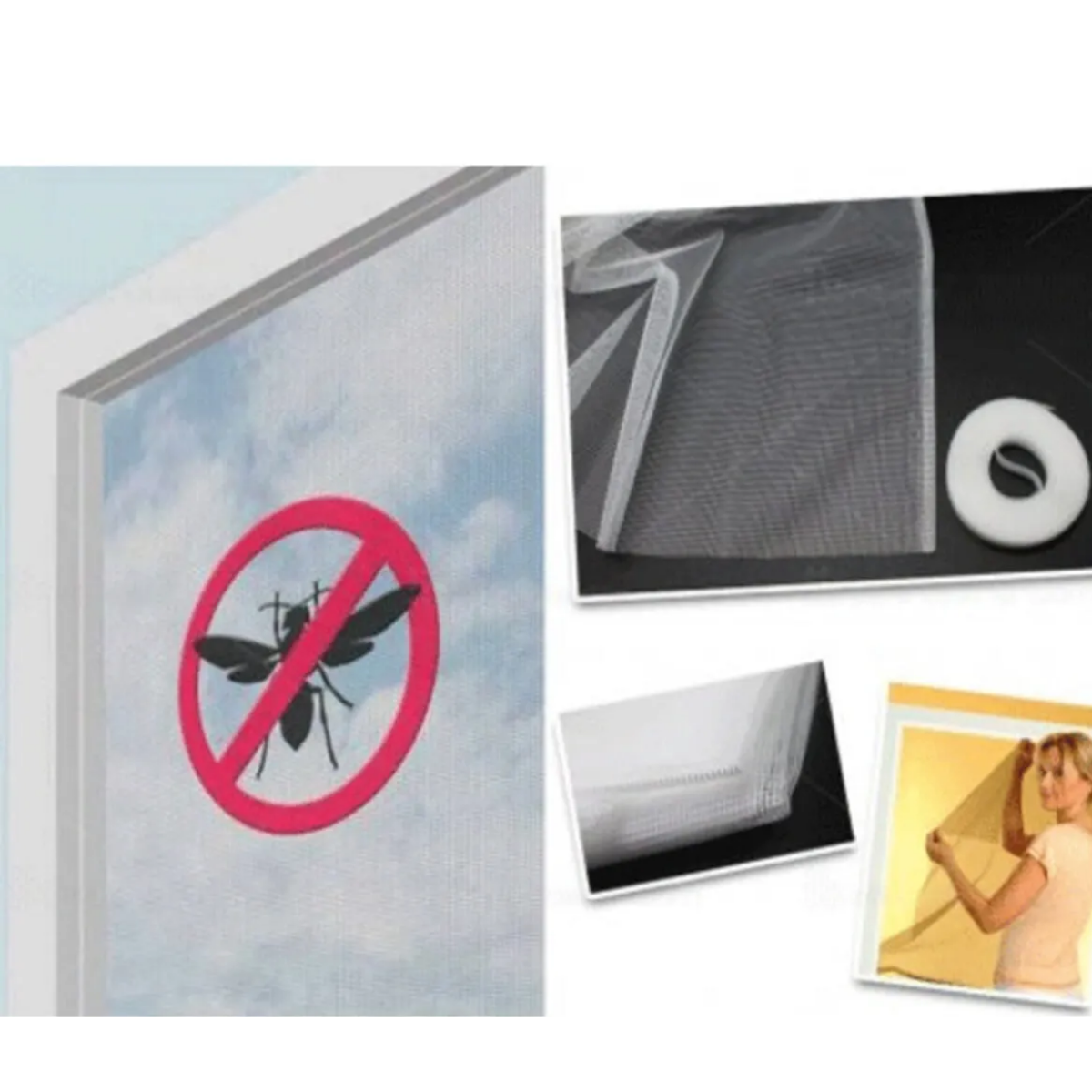 Mucit Home  Cam Sineklik Tül Ayarlanabilir Tek Kanat Yapışkanlı Pencere Tak Çıkar