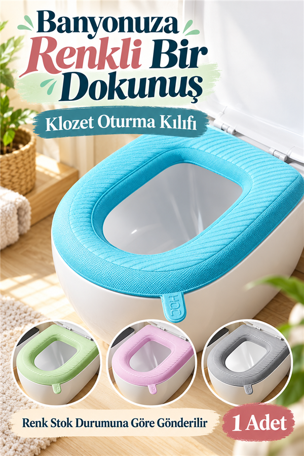 Mucit Home Klozet Kapağı Kılıfı Oturma Süngeri Yıkanabilir Su Geçirmez