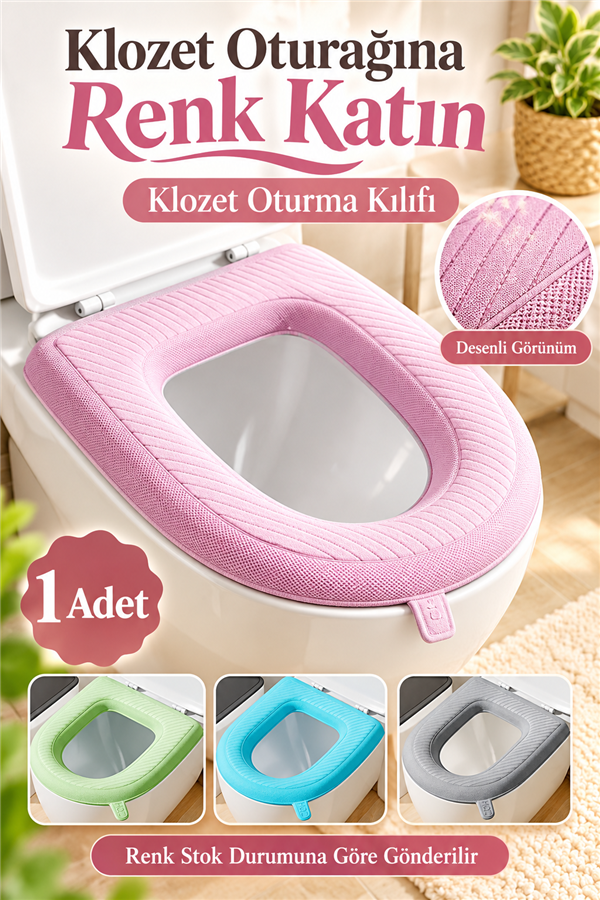 Mucit Home Klozet Kapağı Kılıfı Oturma Süngeri Yıkanabilir Su Geçirmez