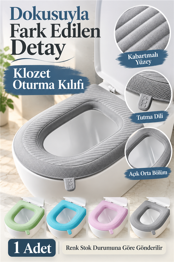 Mucit Home Klozet Kapağı Kılıfı Oturma Süngeri Yıkanabilir Su Geçirmez