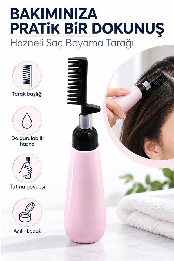 Mucit Home Kaliteli Saç Boyama Ve Saç Bakım Aparatı Taraklı Hazneli Pratik 1 adet