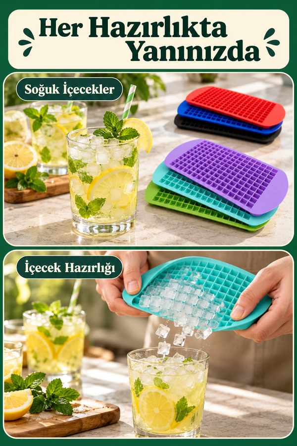 Mucit Home  Esnek Silikon Buz Kabı Mini Buz Kalıbı