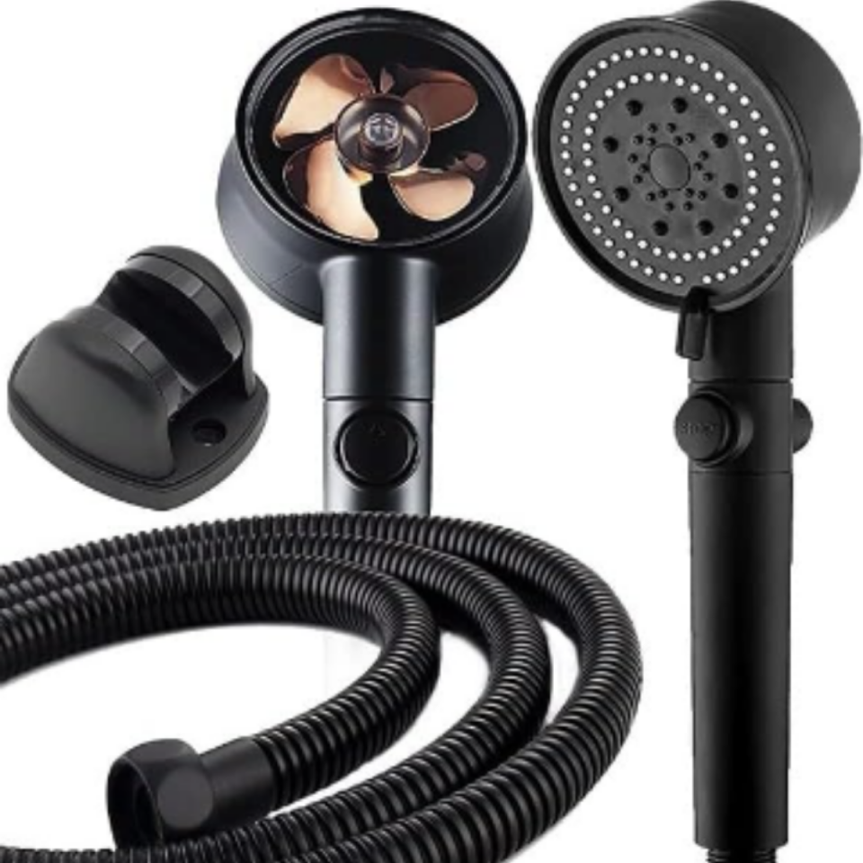 Mucit Home   Turbo Pervaneli 5 Fonksiyonlu Duş Seti - Masaj Fırçalı Duş Başlığı ve 150 cm Hortum