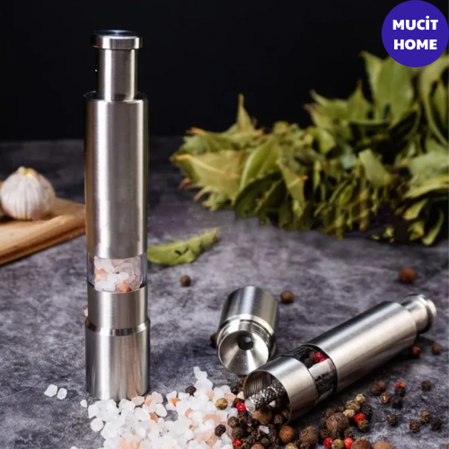 Mucit Home Manuel Basmalı Baharat Öğütücü 1 Adet – 304 Paslanmaz Çelik Tuz & Karabiber Değirmeni