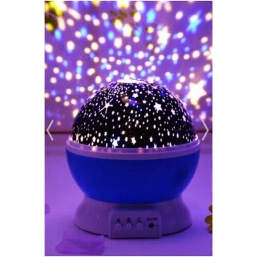 Mucit Home   Dönen Ay Yıldız Ve Gezegenler Yansıtmalı Projeksiyon Gece Lambası Star Master mavi