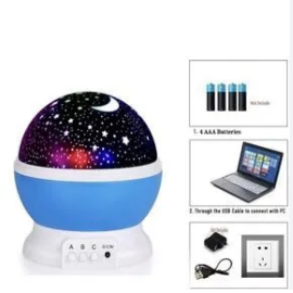 Mucit Home  Dönen Ay Yıldız Ve Gezegenler Yansıtmalı Projeksiyon Gece Lambası Star Master mavi