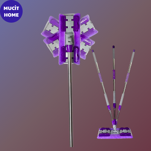 Mucit Home  Paspas Ve Mop Mor Mandallı / Kıskaçlı istediğin Bezi  Tak Yer Duvar Cam Silme Mopu