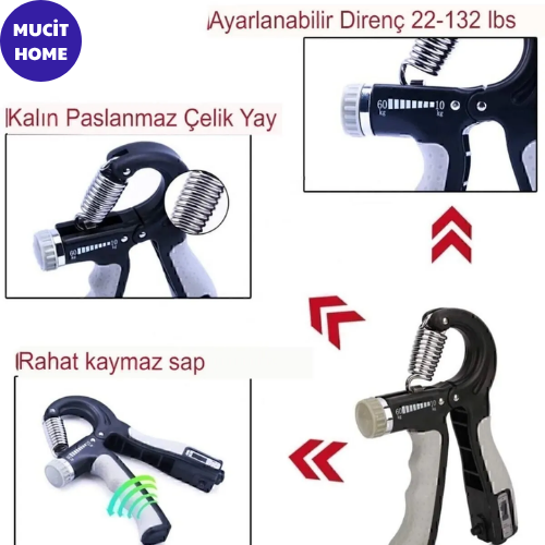 Mucit Home  Siyah El Kol Bilek Güçlendirici Egzersiz Aleti 5-60 Kg Karpal Direc El Yayı Cihazı Direnç Yayı
