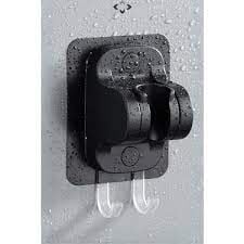 Mucit Home Siyah Nano Kendinden Yapışkanlı Banyo Duş Başlığı Askısı 15 kg Taşıma Kapasiteli Mafsal Tutacak