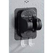 Mucit Home Siyah Nano Kendinden Yapışkanlı Banyo Duş Başlığı Askısı 15 kg Taşıma Kapasiteli Mafsal Tutacak