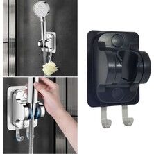 Mucit Home Siyah Nano Kendinden Yapışkanlı Banyo Duş Başlığı Askısı 15 kg Taşıma Kapasiteli Mafsal Tutacak
