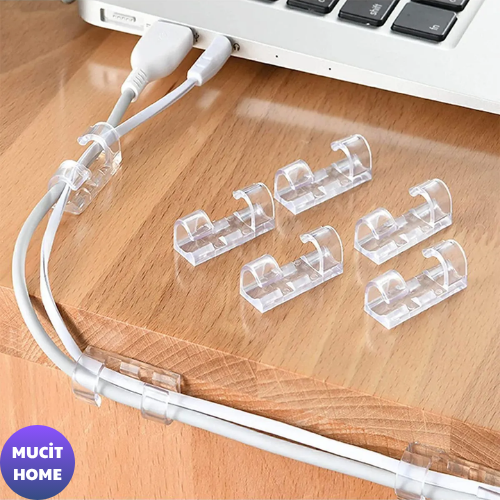 Mucit Home  40adet Kablo Düzenleyici Duvar Fayans Cam Kablo Tutucu Yapışkanlı Klips Kablo Sabitleme