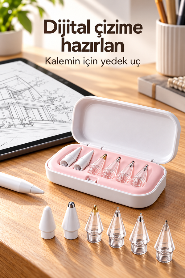 Mucit Home Apple Pencil iPad Kalem Yedek Uçları 2./1. Nesil Pro/USB-C Pro/Mini/Air 6 Yedek Uç Ve Kutu