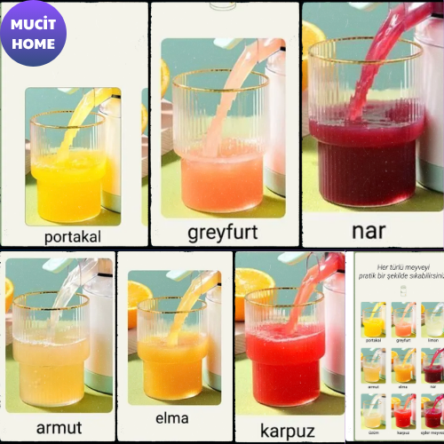 Mucit Home  Kablosuz Taşınabilir Şarjlı Narenciye Sıkacağı Portakal Meyve Sıkacağı