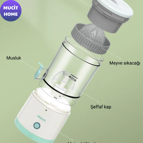 Mucit Home  Kablosuz Taşınabilir Şarjlı Narenciye Sıkacağı Portakal Meyve Sıkacağı