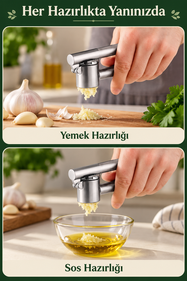 Mucit Home Özel Hazneli Sarımsak Ezici 16 cm paslanmaz çelik
