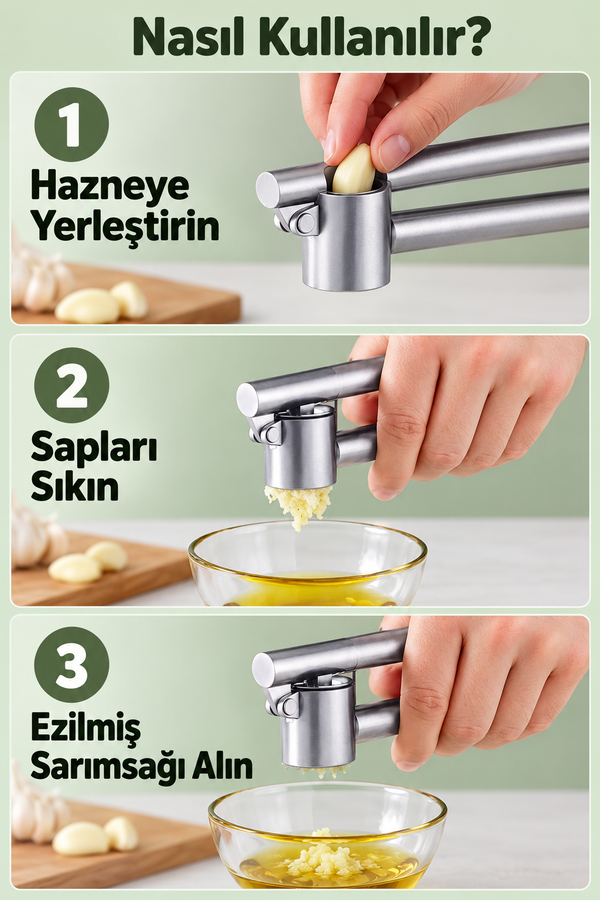 Mucit Home Özel Hazneli Sarımsak Ezici 16 cm paslanmaz çelik
