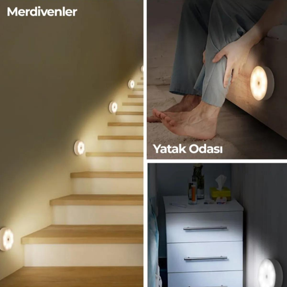 Hareket Sensörlü Usb Şarjlı Led Işık Lamba-oda, Mutfak, Salon Ve Merdiven Işıklandırma