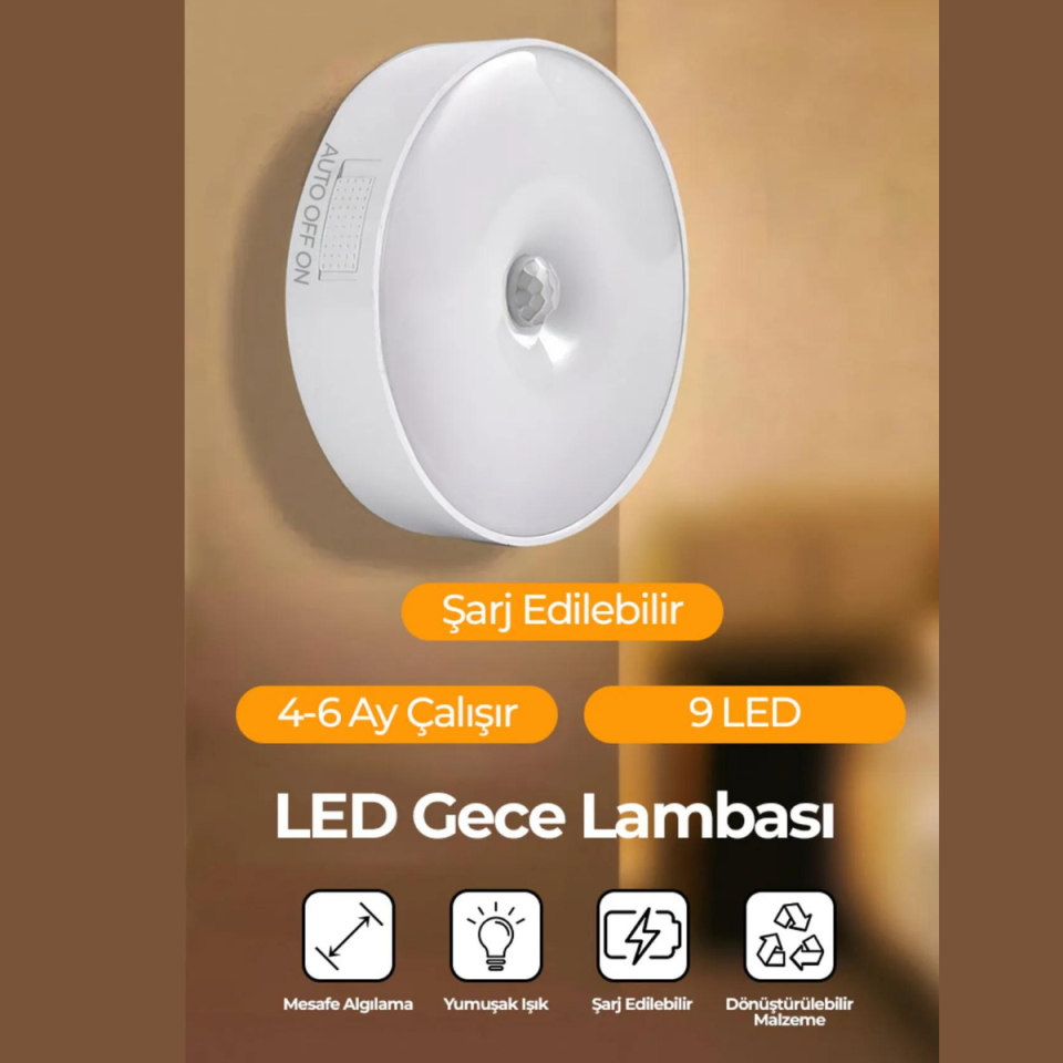 Mucit Home  Hareket Sensörlü Usb Şarjlı Led Işık Lamba-oda, Mutfak, Salon Ve Merdiven Işıklandırma