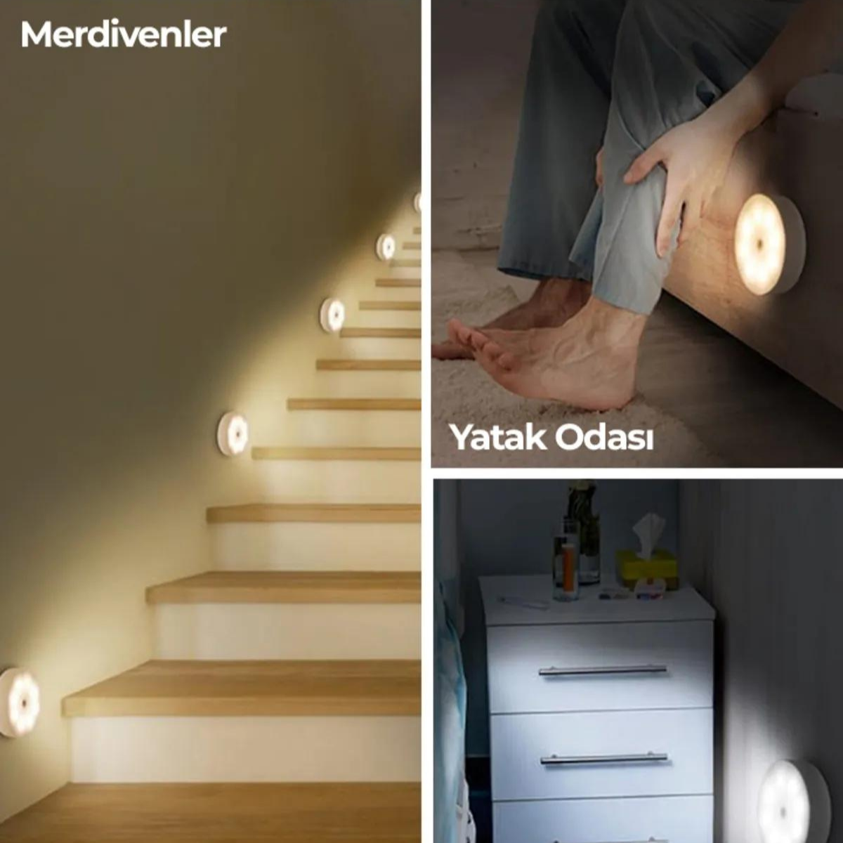 Mucit Home   Hareket Sensörlü Usb Şarjlı Led Işık Lamba-oda, Mutfak, Salon Ve Merdiven Işıklandırma