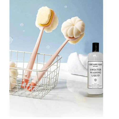 Mucit Home 2'si 1 Arada Kıl Ve Lif Kabağı iİe Duş Vücut Fırçası Uzun Saplı Sırt Fırçası-1 ADET