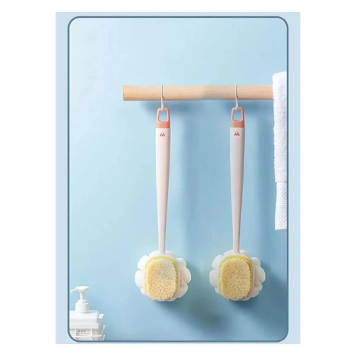 Mucit Home 2'si 1 Arada Kıl Ve Lif Kabağı iİe Duş Vücut Fırçası Uzun Saplı Sırt Fırçası-1 ADET
